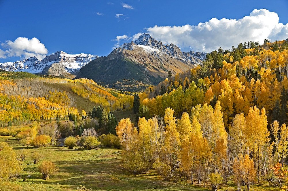 Colorado mountains and trees in autumn